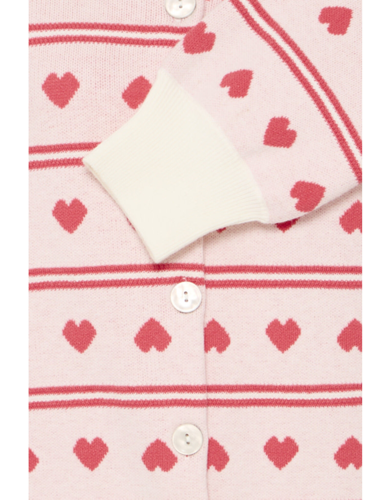 ICHI ICHI - Brielle Heart Print Cardigan (Birch / Pink)