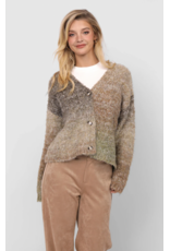 Sadie & Sage Sadie & Sage - Smiley Ombre Fuzzy Knit Cardigan (Olive Brown)