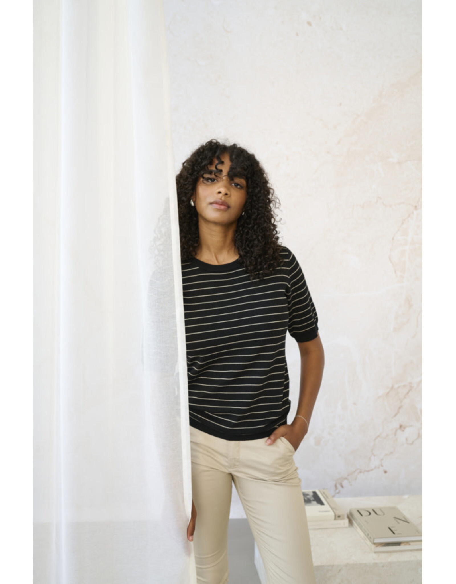 Kaffe Kaffe - Lizza stripe (Black / Feather Grey)