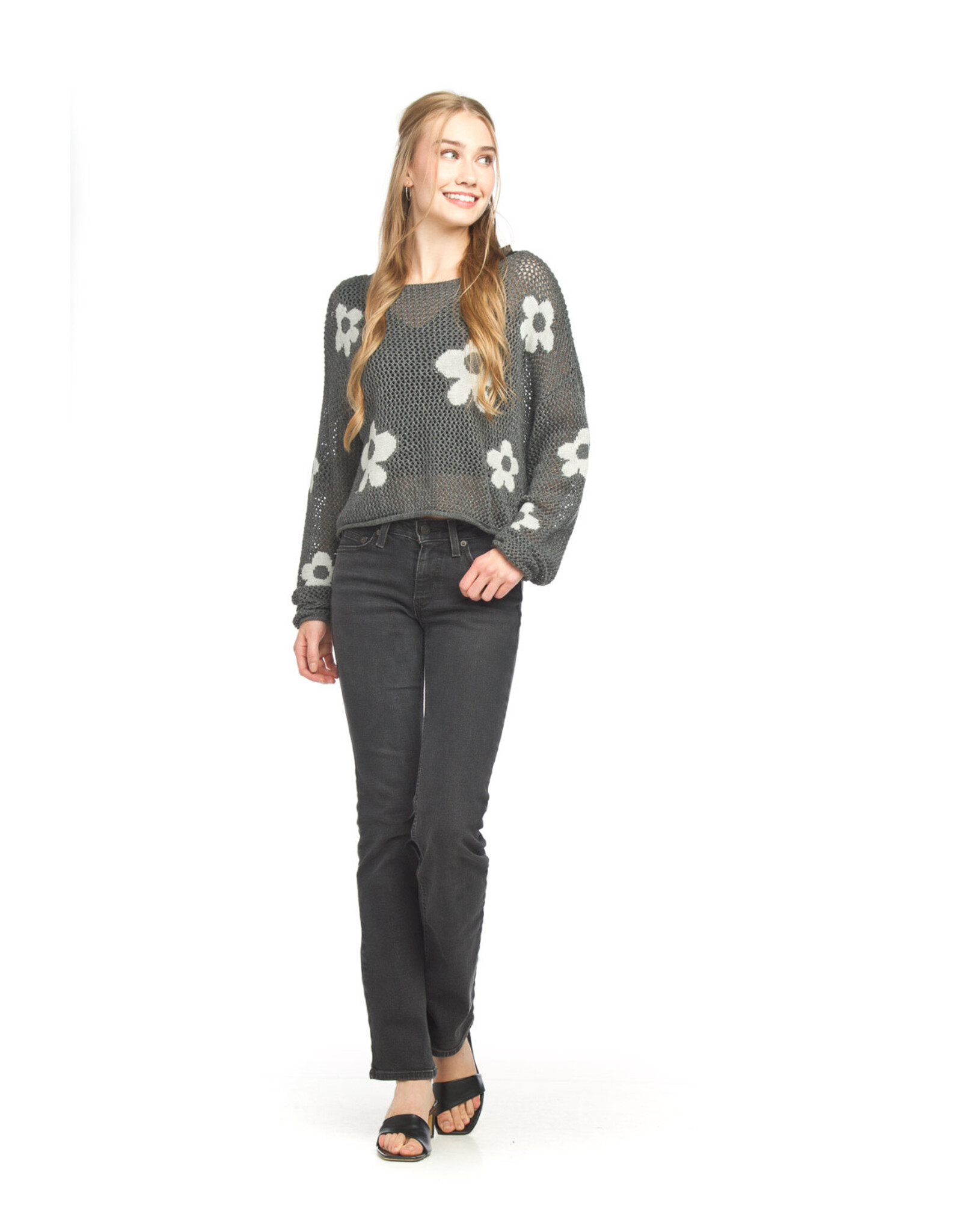 Papillon Papillon - Daisy Open Knit Sweater (Charcoal)