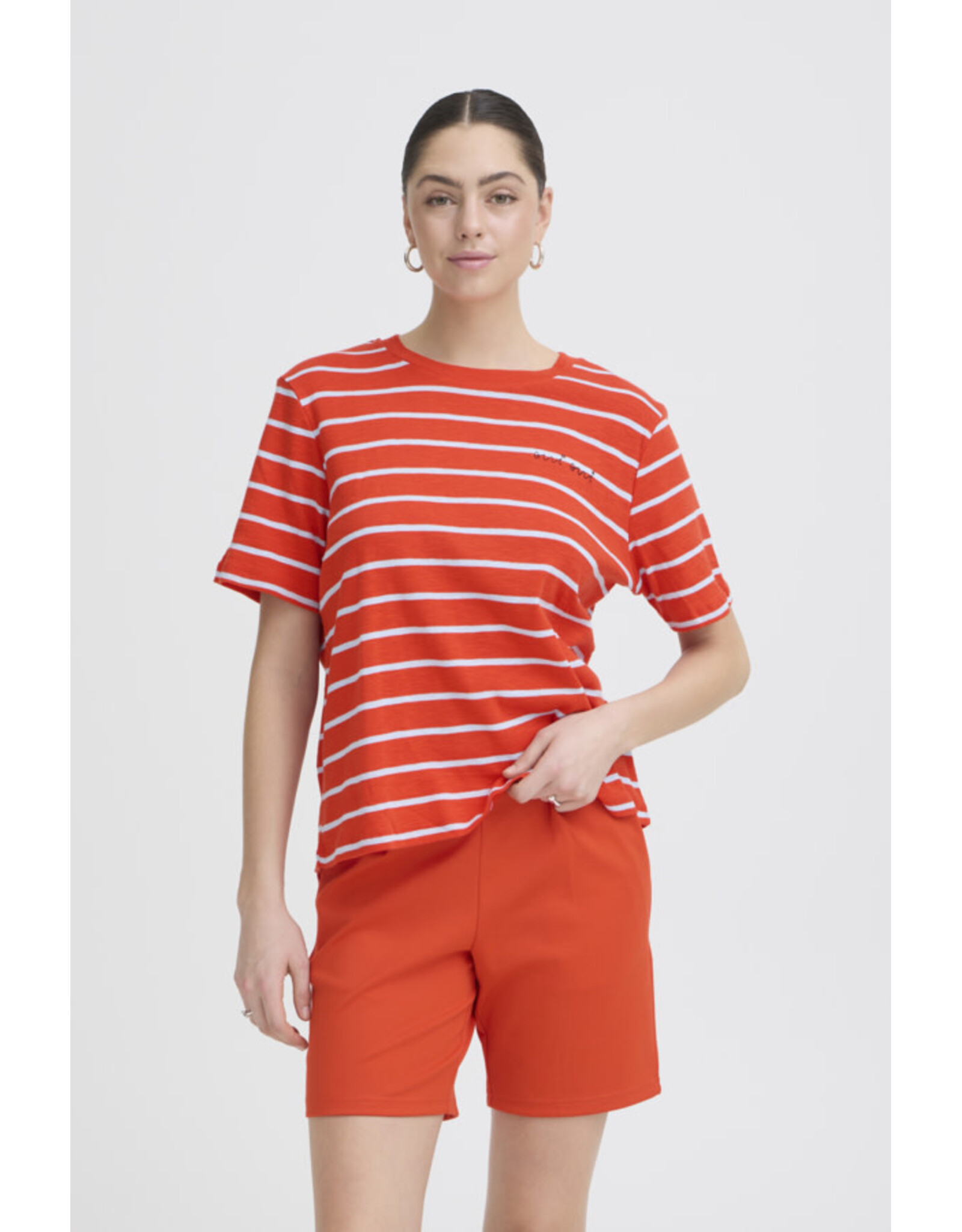 ICHI ICHI - Nova Striped Tee (Fiery Red)