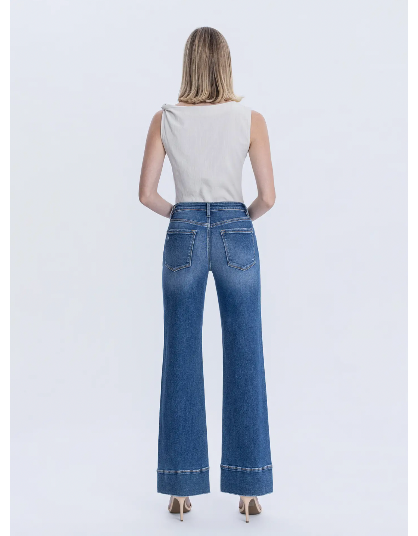 VERVET VERVET- High Rise Trouser Hem Vintage Flare Jeans (Exhilarating)
