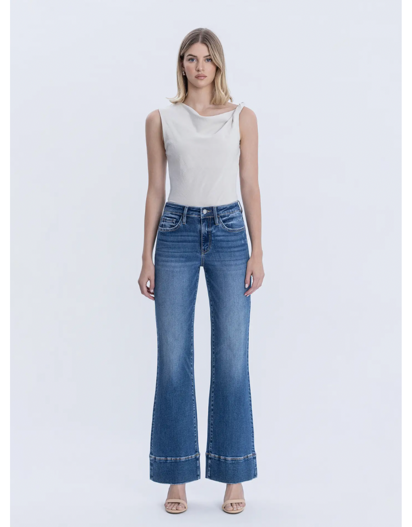 VERVET VERVET- High Rise Trouser Hem Vintage Flare Jeans (Exhilarating)