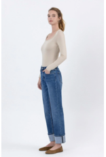 VERVET VERVET - High Rise Cuffed Ankle Straight Jeans (Benefactor)