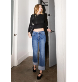 VERVET VERVET - High Rise Cuffed Ankle Straight Jeans (Benefactor)