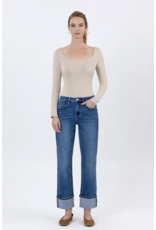 VERVET VERVET - High Rise Cuffed Ankle Straight Jeans (Benefactor)