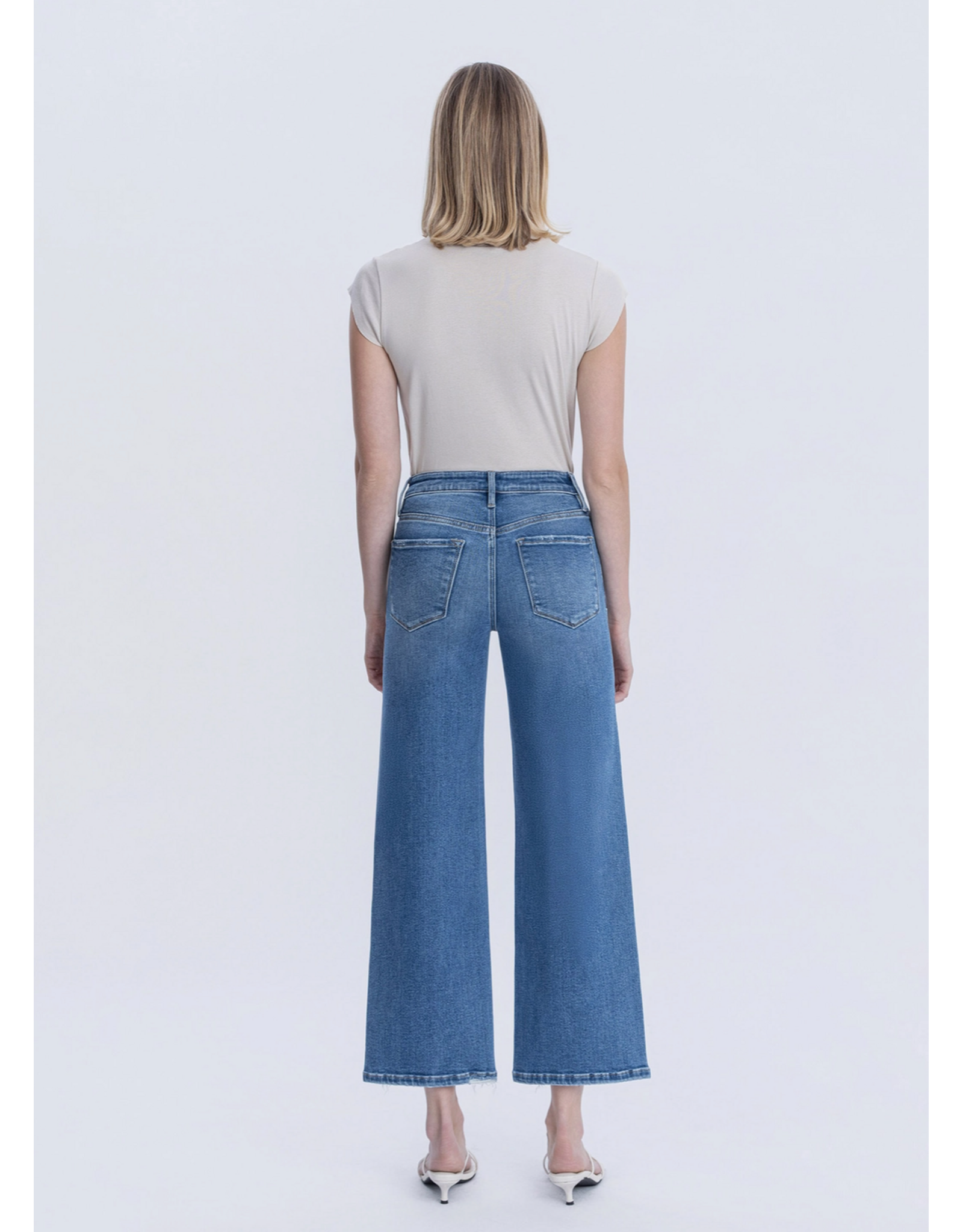 VERVET VERVET - High Rise Medium Wash Ankle Wide Jeans (Blue Soul)