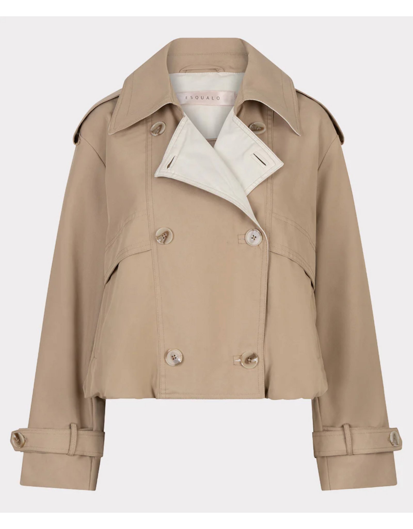 EsQualo EsQualo - Cropped Balloon Hem Trench (Stone)