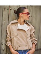 EsQualo EsQualo - Cropped Balloon Hem Trench (Stone)