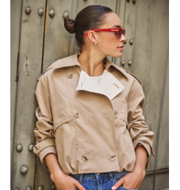 EsQualo EsQualo - Cropped Balloon Hem Trench (Stone)