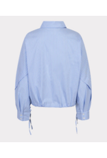 EsQualo EsQualo - Striped Button Up with Balloon Hem and Side Ties (Blue / White)