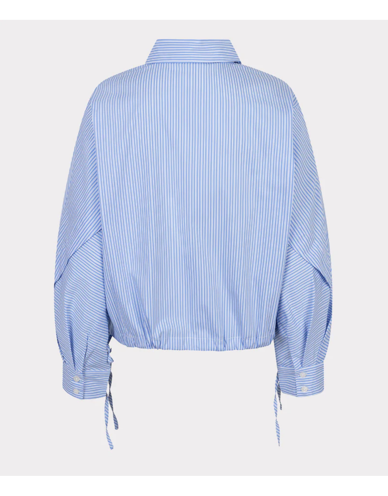 EsQualo EsQualo - Striped Button Up with Balloon Hem and Side Ties (Blue / White)