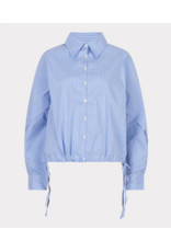 EsQualo EsQualo - Striped Button Up with Balloon Hem and Side Ties (Blue / White)