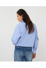 EsQualo EsQualo - Striped Button Up with Balloon Hem and Side Ties (Blue / White)