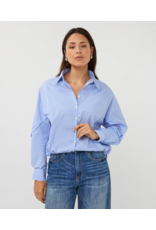 EsQualo EsQualo - Striped Button Up with Balloon Hem and Side Ties (Blue / White)