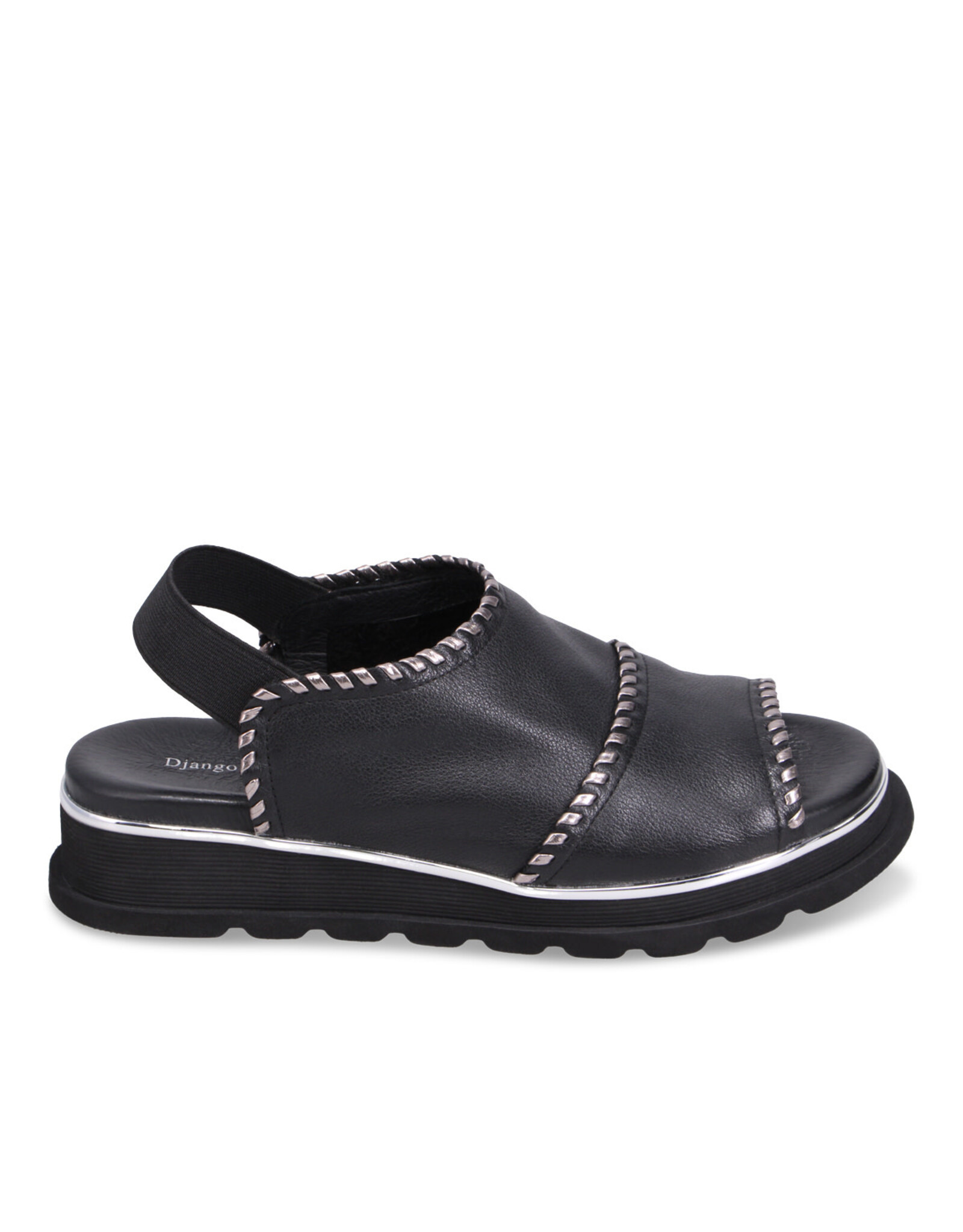 Django and Juliette Django & Juliette - Carlenet Leather Sandal (Black - Pewter)