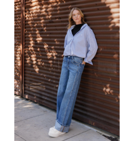 VERVET VERVET - High Rise Cuffed Baggy Wide Panel Jean (Shine)