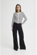 ICHI ICHI - Luls Striped Cardigan (Total Eclipse / White)