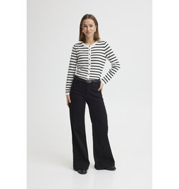 ICHI ICHI - Luls Striped Cardigan (Total Eclipse / White)