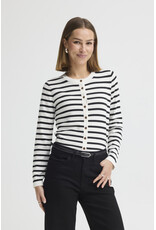 ICHI ICHI - Luls Striped Cardigan (Total Eclipse / White)