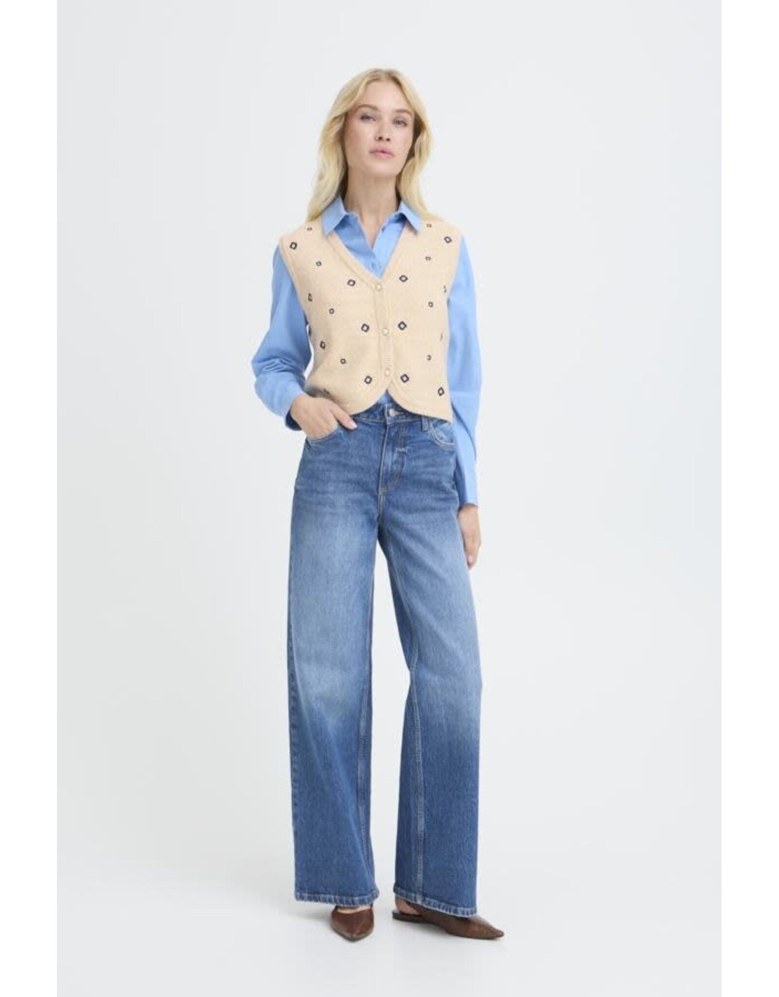 b.young b.young - Nadika Embroidered Vest (Oyster)