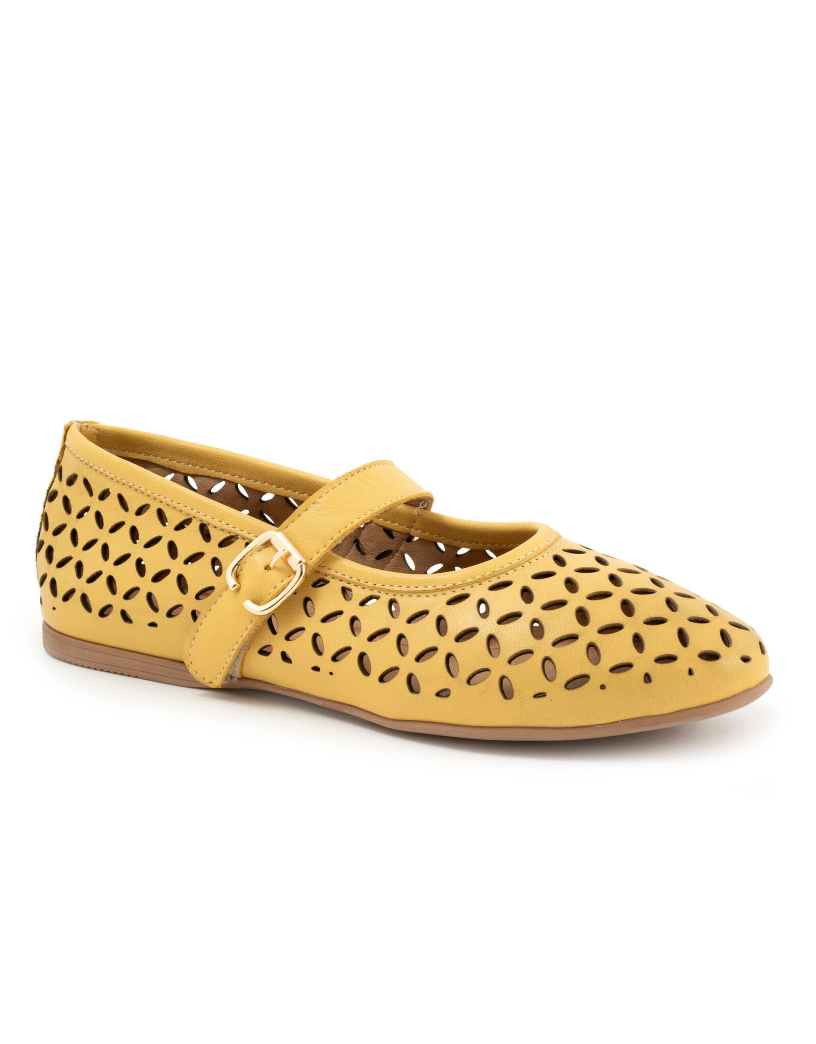 Bueno Bueno - Kehlani Perforated Mary Jane Flat (Yellow)