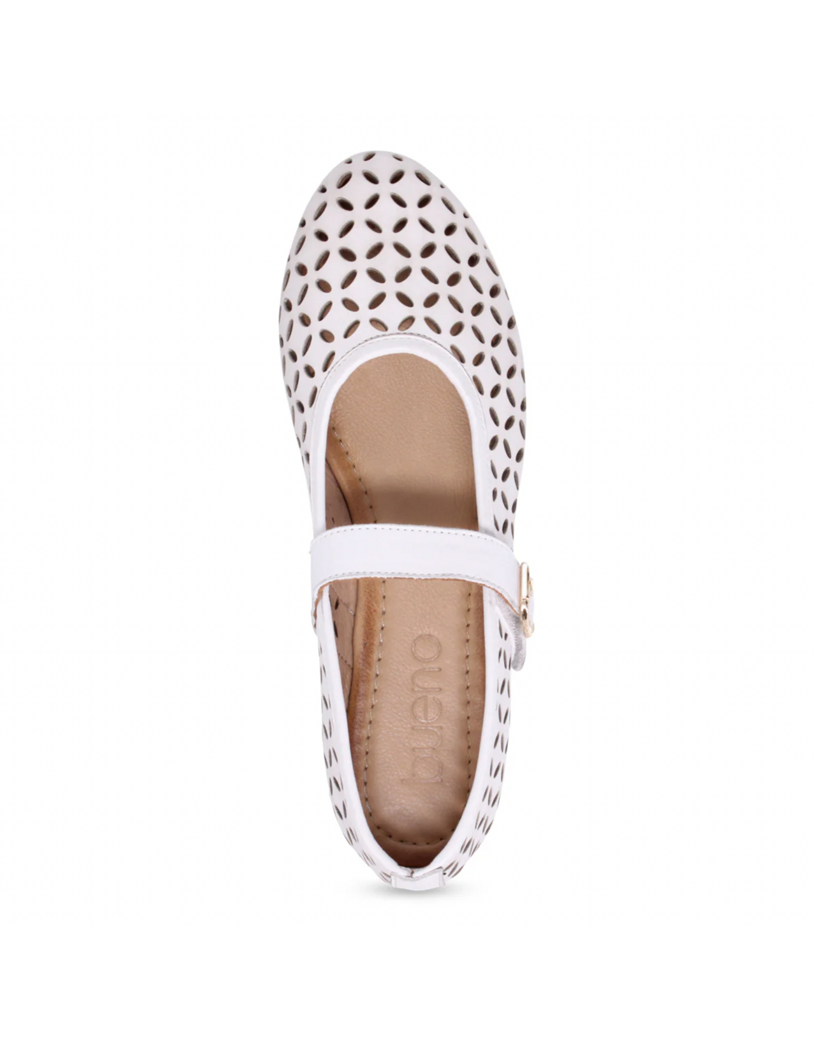 Bueno Bueno - Kehlani Perforated Mary Jane Flat (Ice White)