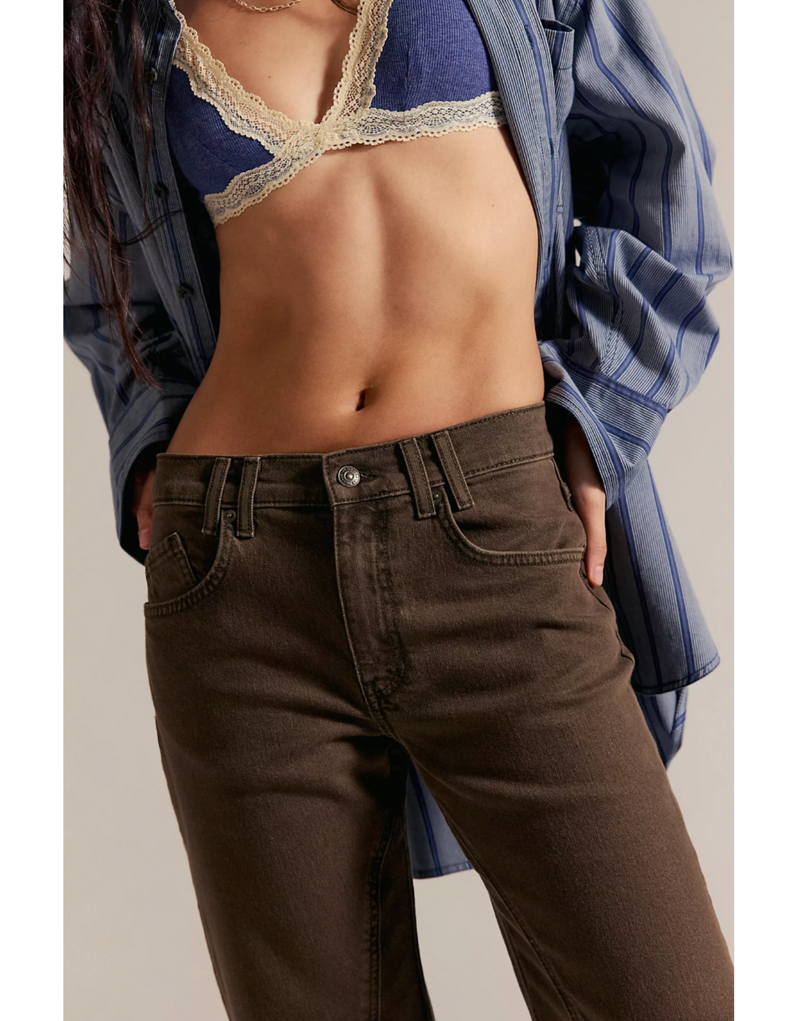 Free people Free People - Risk Taker Mid Rise Straight (Workwear Brown)