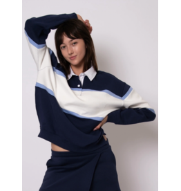 RD Style RD Style - Esther Cotton Soft Knit Long Sleeve Polo (Sea Blue)