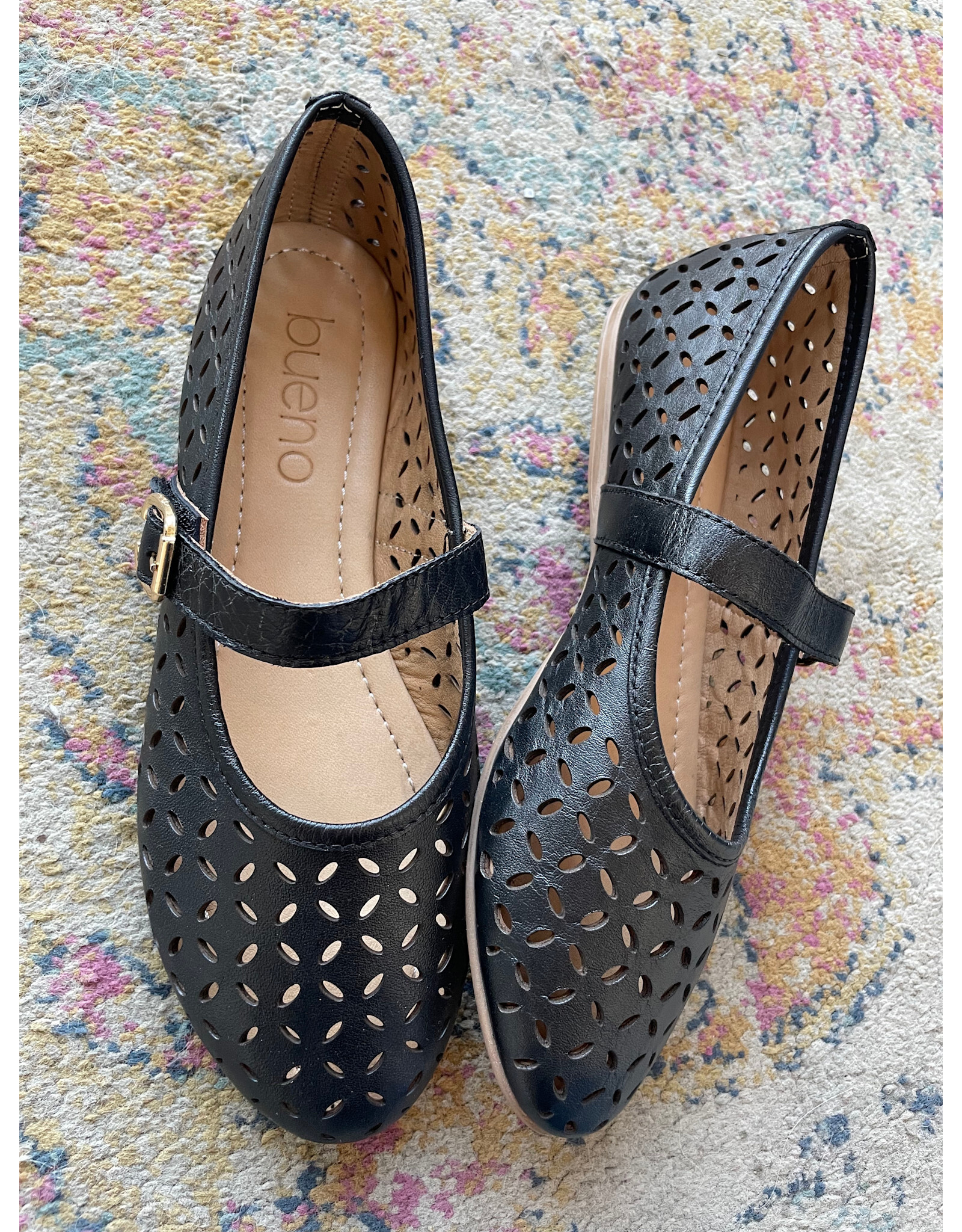 Bueno Bueno - Kehlani Perforated Mary Jane Flat (Black)