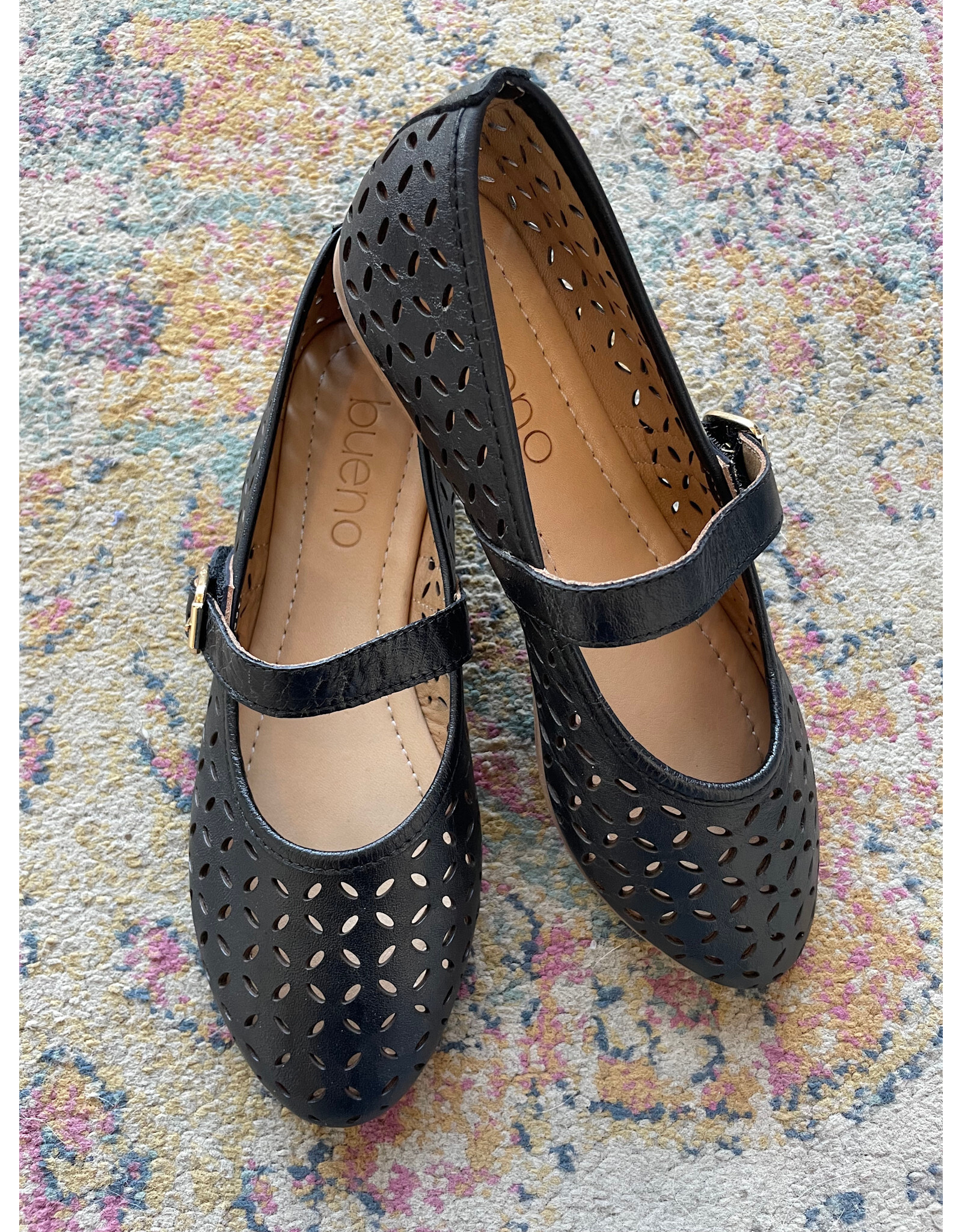 Bueno Bueno - Kehlani Perforated Mary Jane Flat (Black)