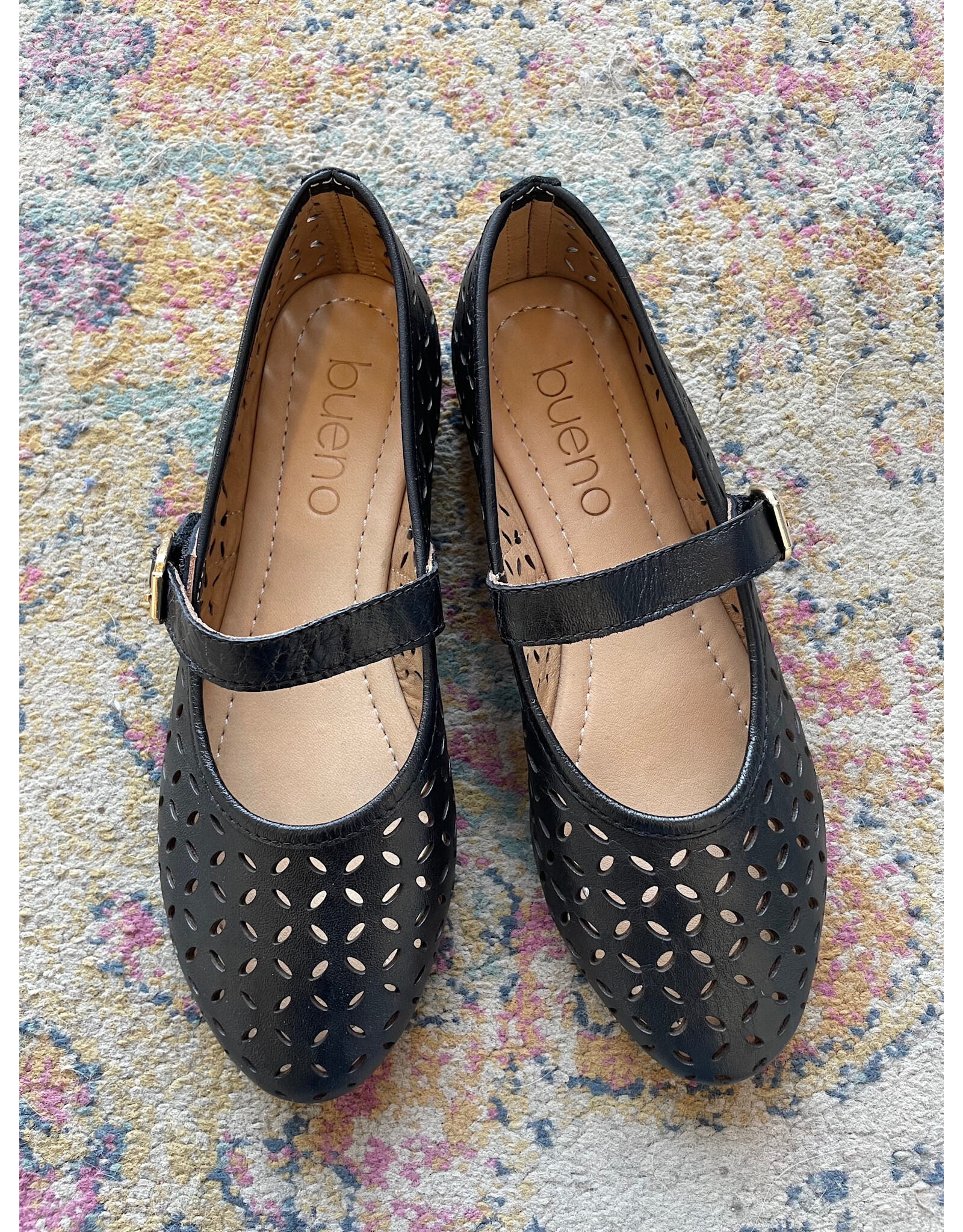 Bueno Bueno - Kehlani Perforated Mary Jane Flat (Black)