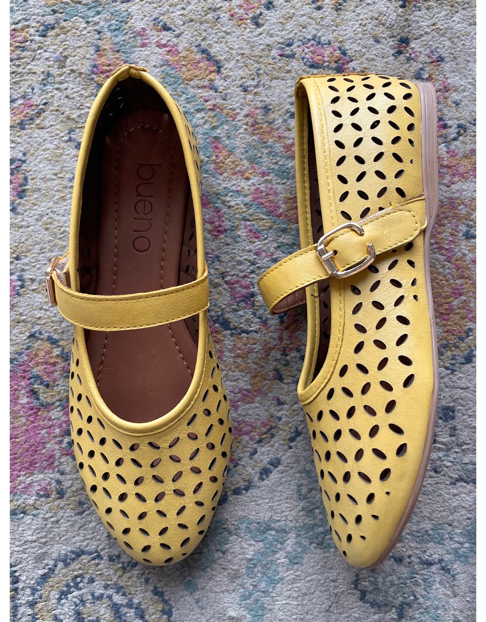 Bueno Bueno - Kehlani Perforated Mary Jane Flat (Yellow)