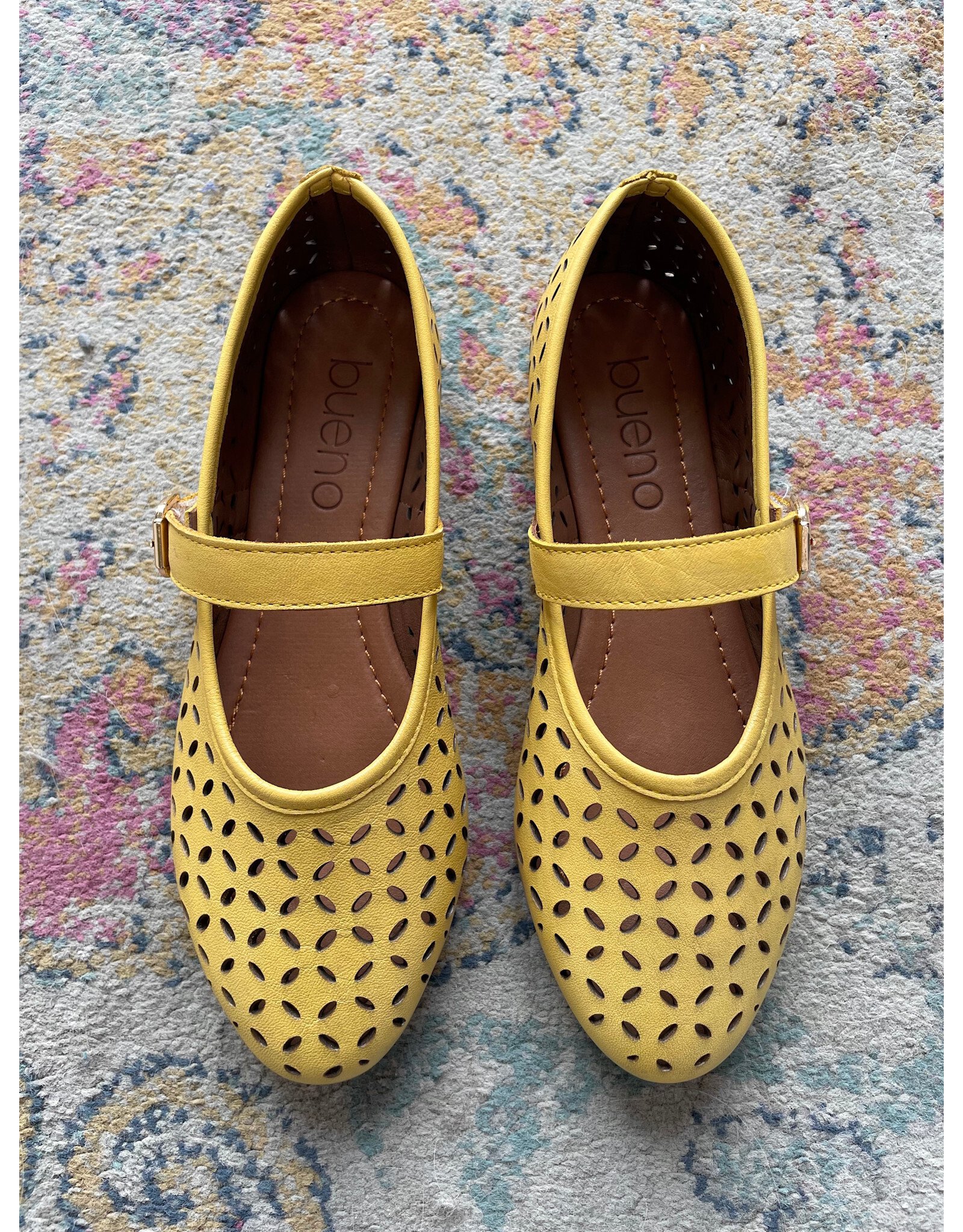 Bueno Bueno - Kehlani Perforated Mary Jane Flat (Yellow)