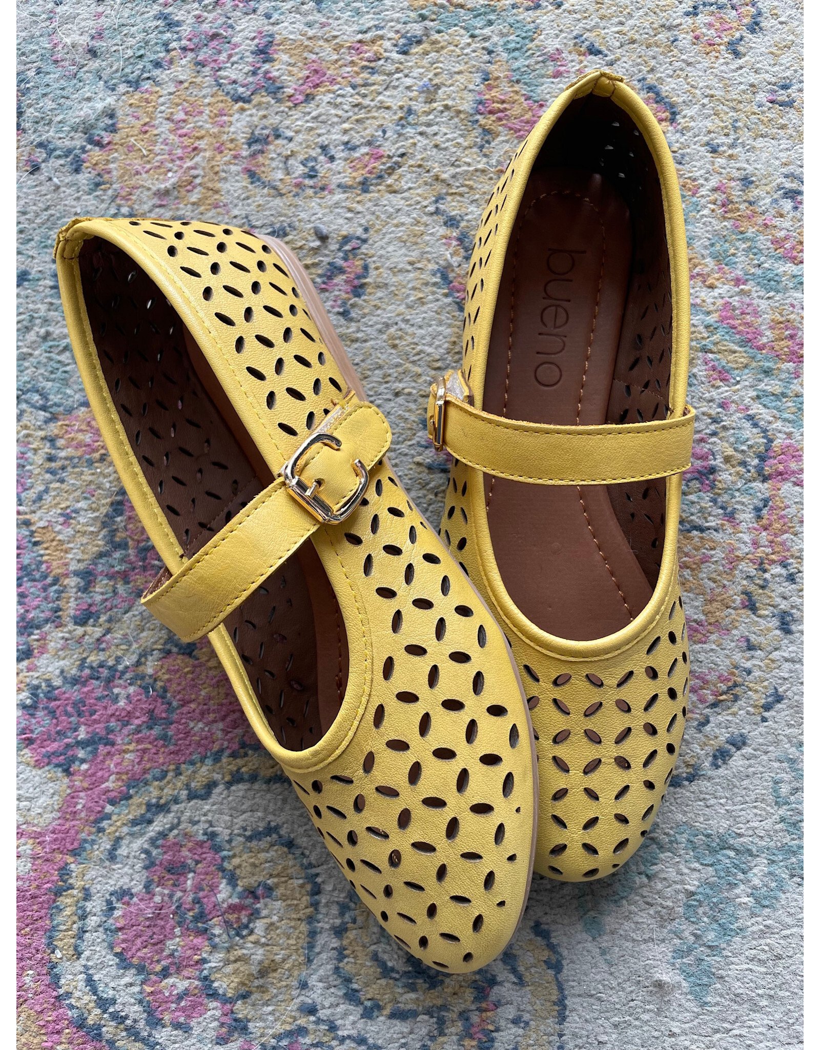 Bueno Bueno - Kehlani Perforated Mary Jane Flat (Yellow)