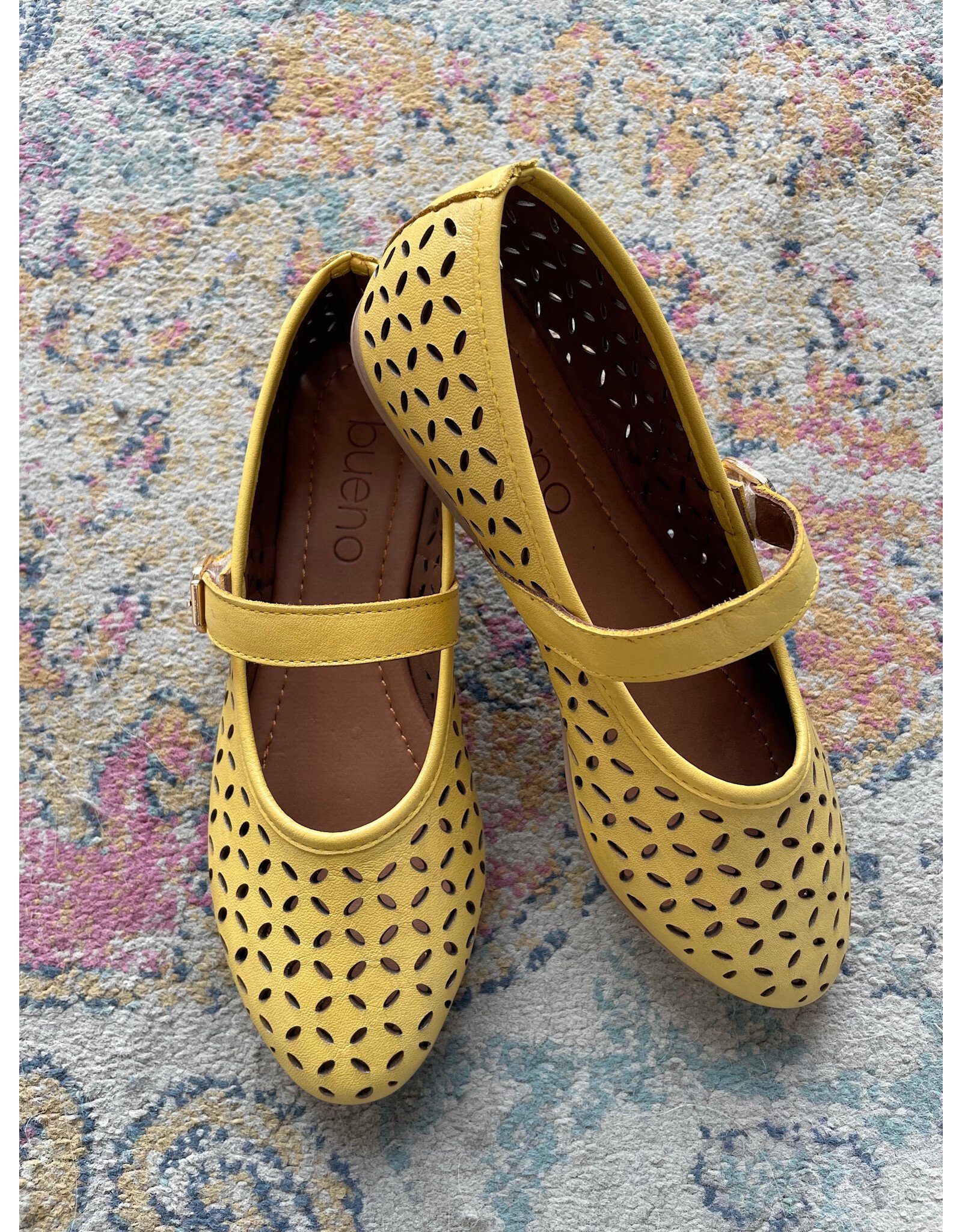 Bueno Bueno - Kehlani Perforated Mary Jane Flat (Yellow)