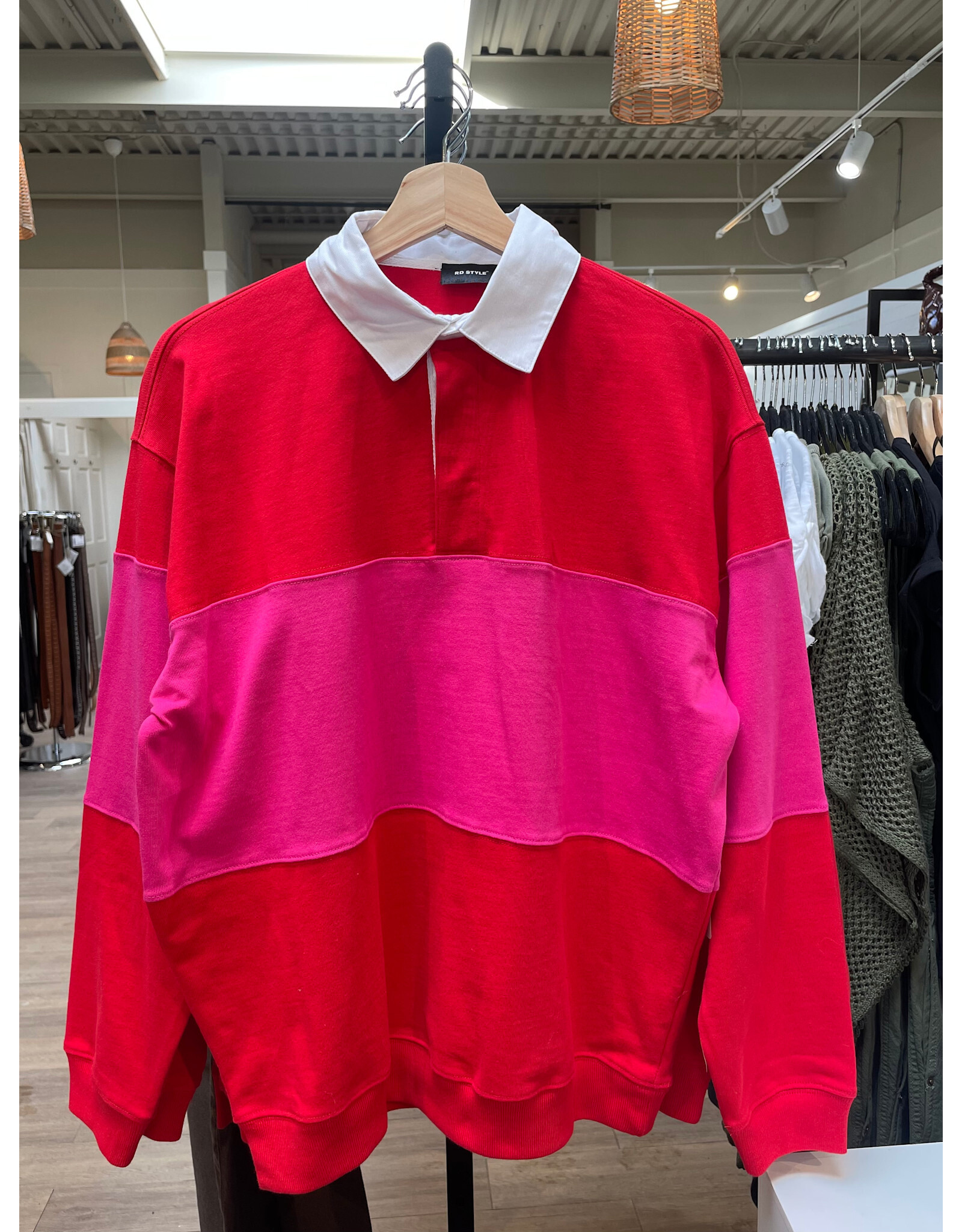 RD Style RD Style - Esther Cotton Soft Knit Long Sleeve Polo (Rouge Magenta)