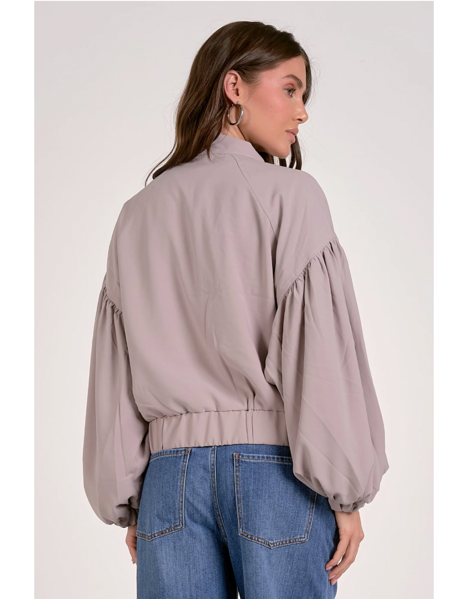 Elan Elan - Jacks Balloon Sleeve Zip Up Jacket (Light Grey)