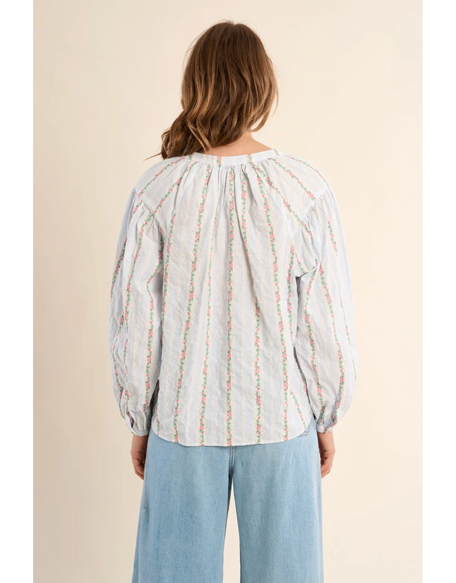 Molly Bracken Molly Bracken -  Stripe / Floral Button Up Blouse