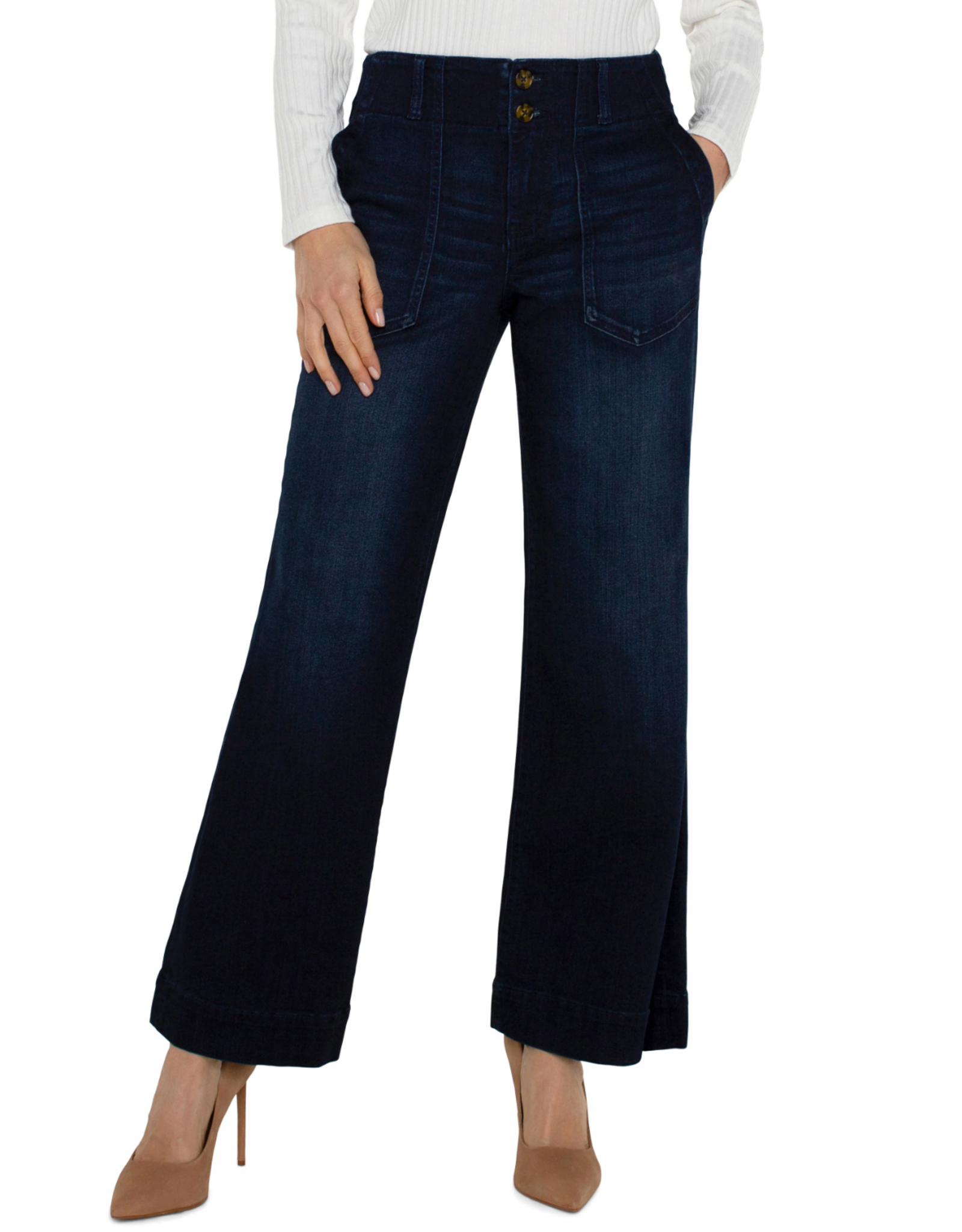 Liverpool Liverpool - Patch Pocket Wide Leg Trouser(Summit Lake)