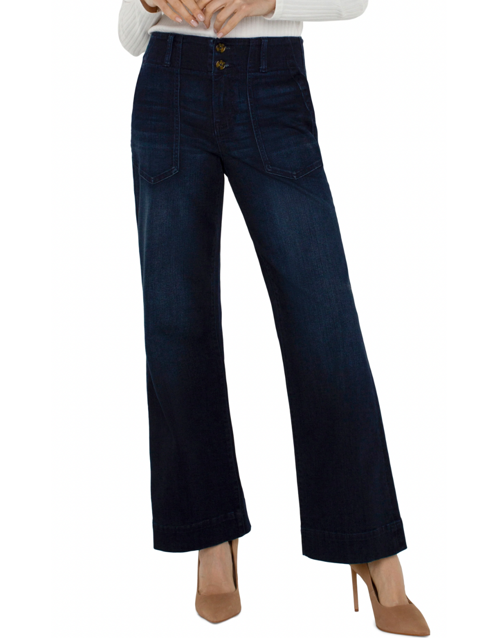 Liverpool Liverpool - Patch Pocket Wide Leg Trouser(Summit Lake)