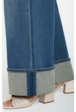 Liverpool Liverpool - Morgan Cuffed Crop Wide Leg W/trim (Tidal Wave)