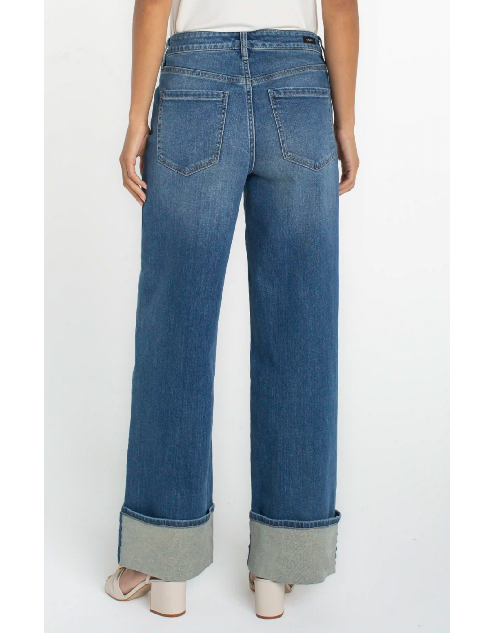 Liverpool Liverpool - Morgan Cuffed Crop Wide Leg W/trim (Tidal Wave)