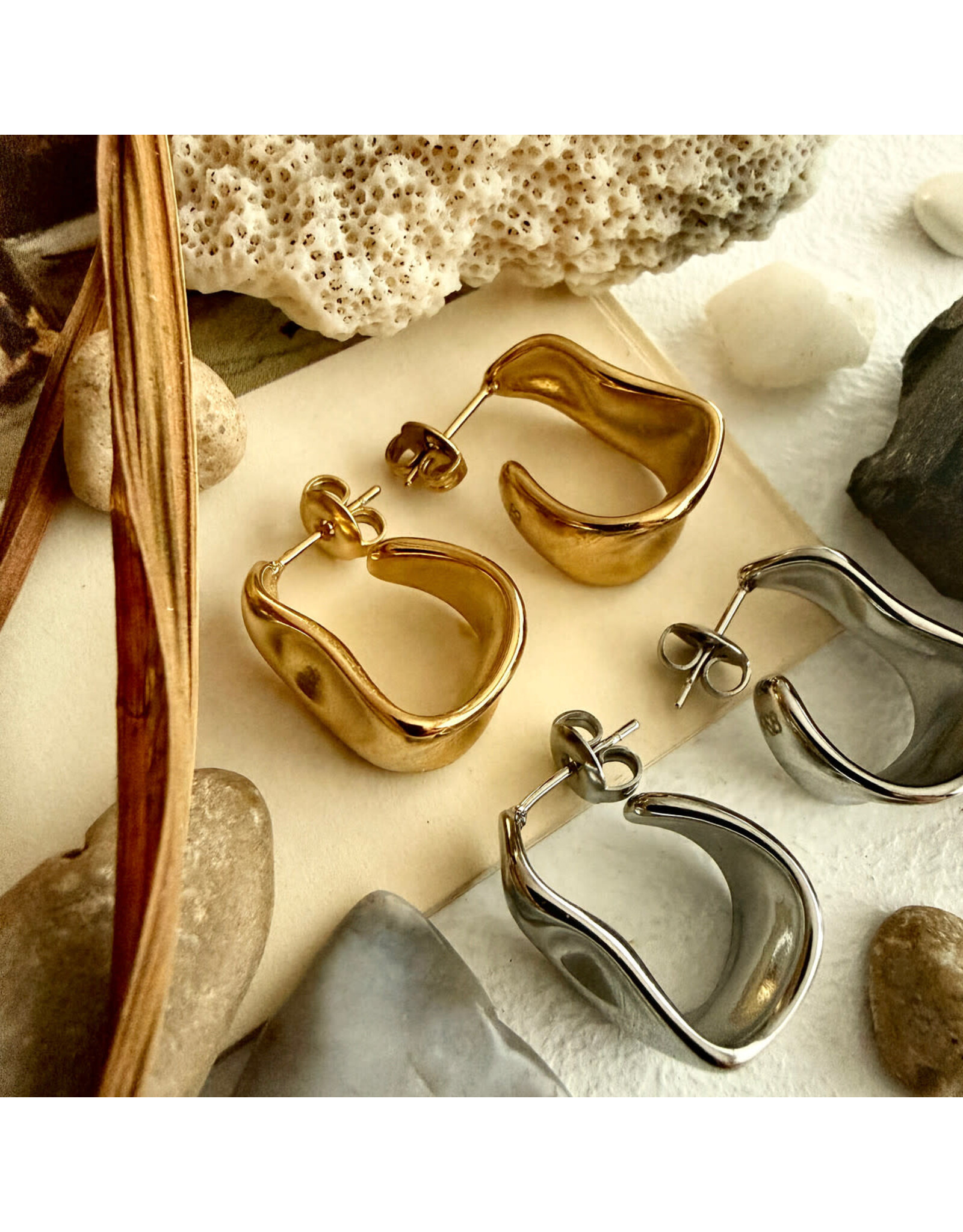 Pika & Bear Pika & Bear - "Moore" Textured Hoop Earrings