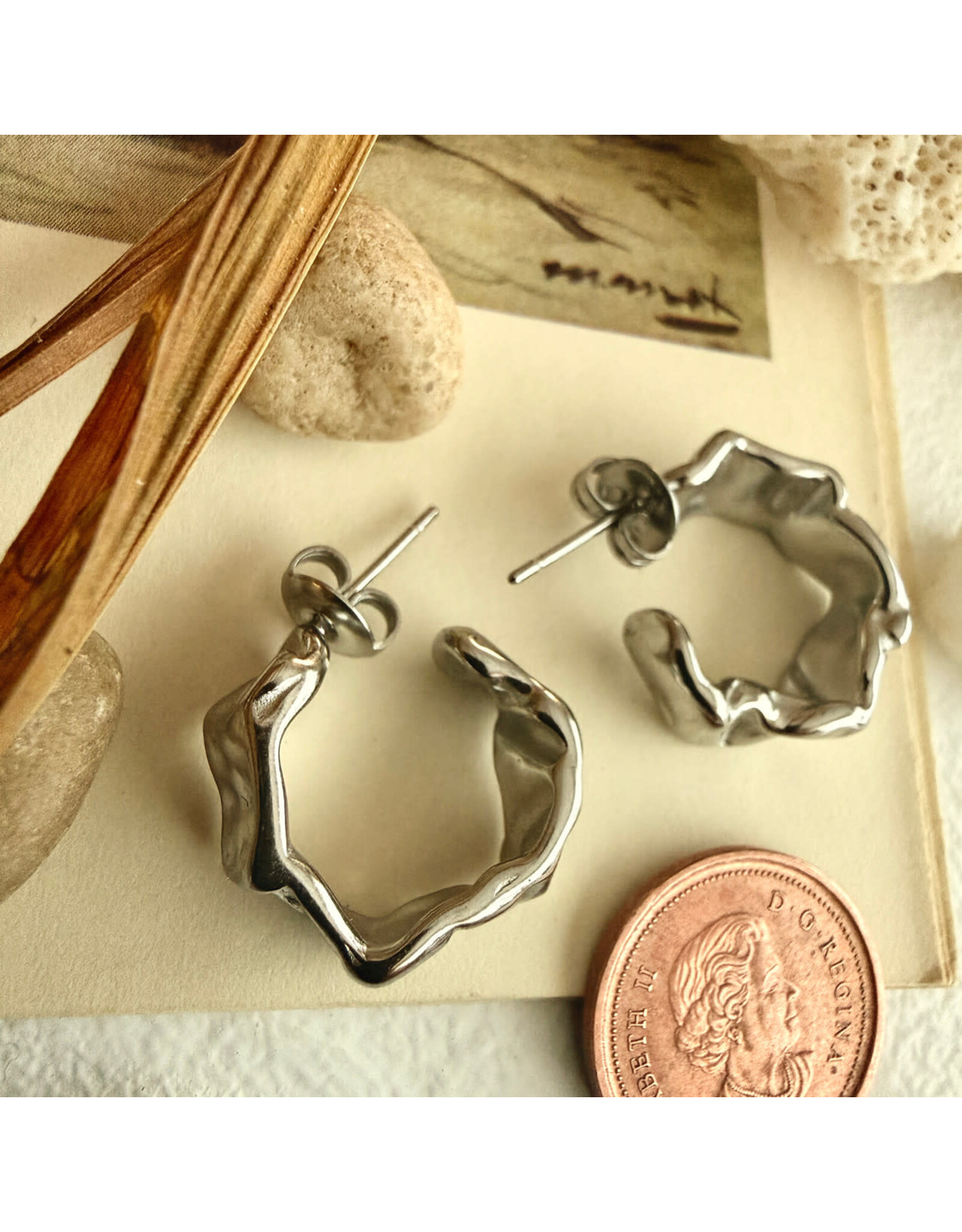 Pika & Bear Pika & Bear - "Christo" Textured Hoop Earrings