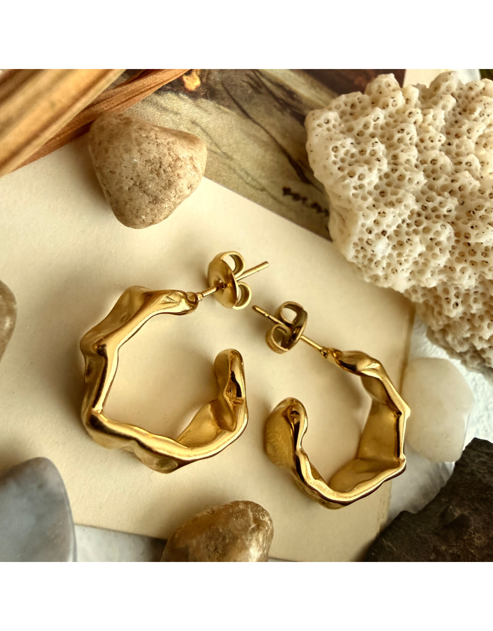 Pika & Bear Pika & Bear - "Christo" Textured Hoop Earrings