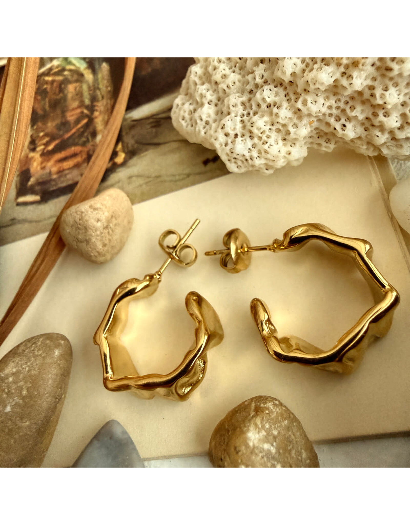 Pika & Bear Pika & Bear - "Christo" Textured Hoop Earrings