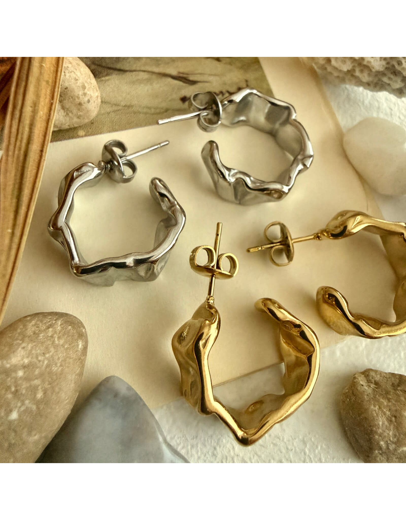 Pika & Bear Pika & Bear - "Christo" Textured Hoop Earrings