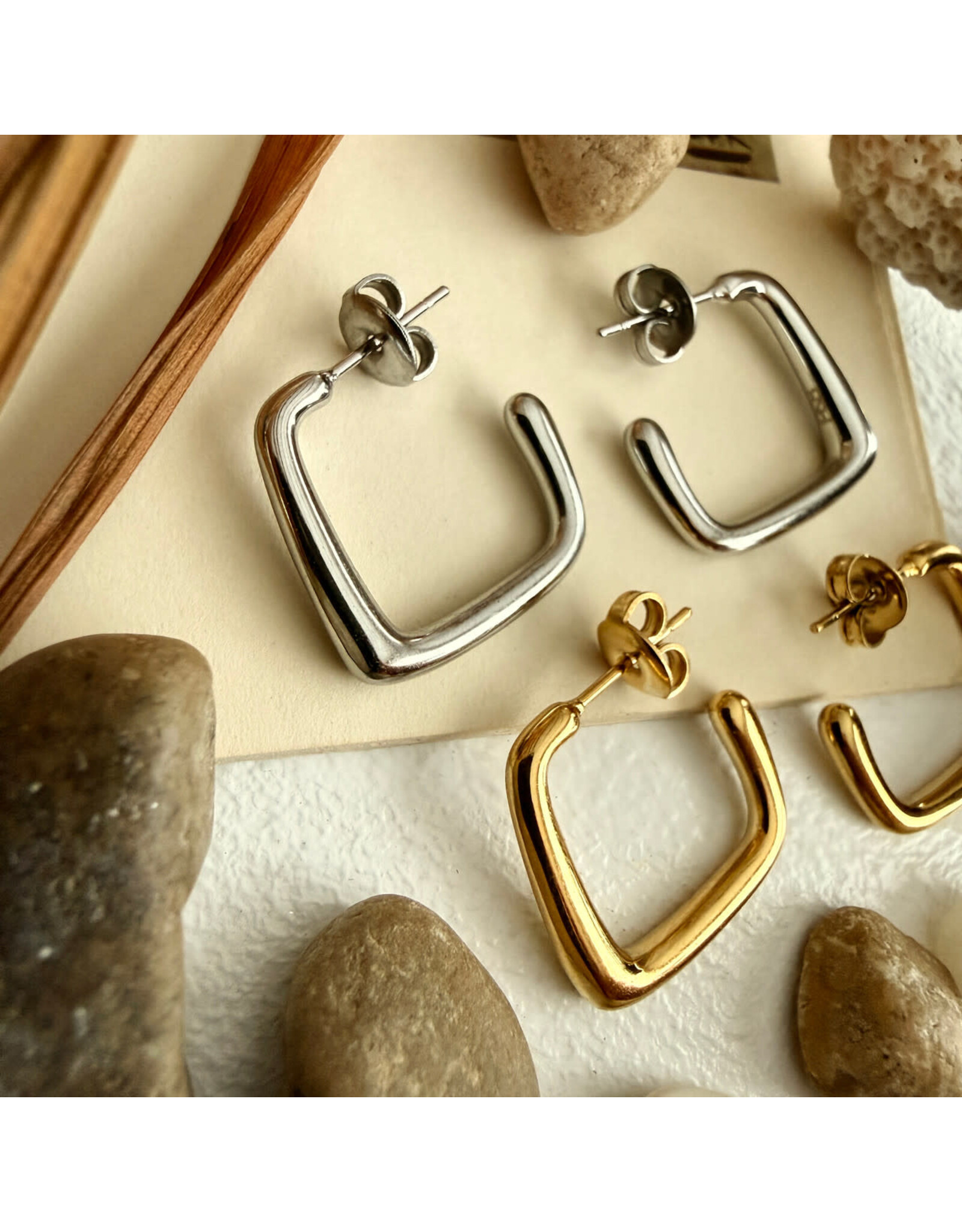 Pika & Bear Pika & Bear - "Miro" Oblique Hoop Earrings