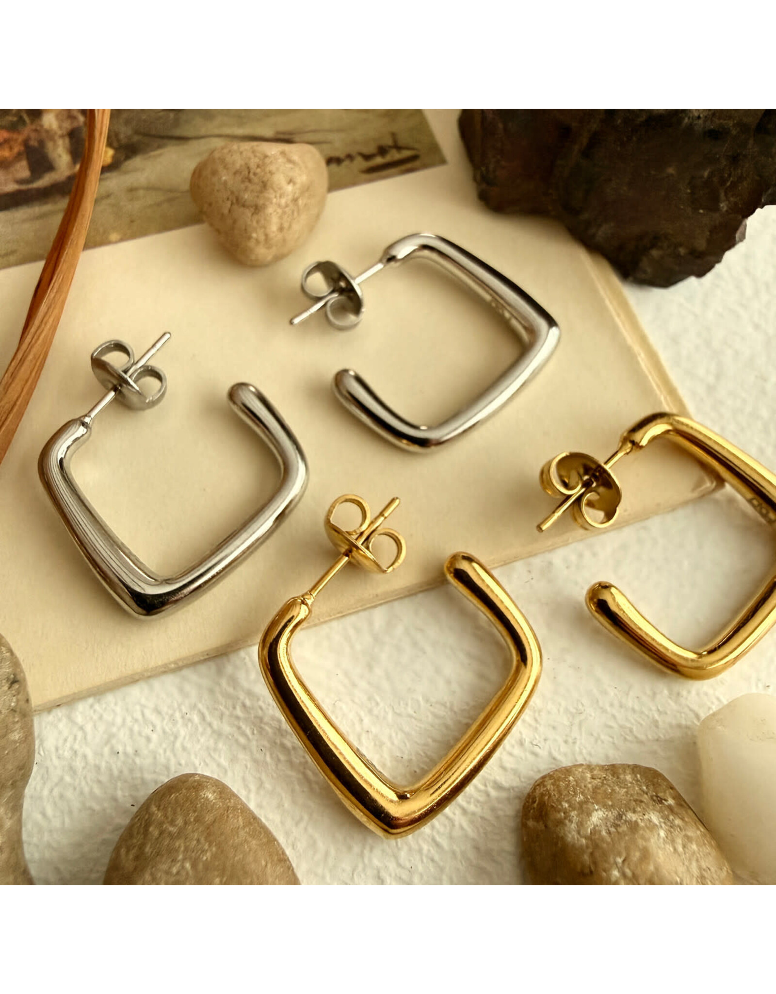 Pika & Bear Pika & Bear - "Miro" Oblique Hoop Earrings